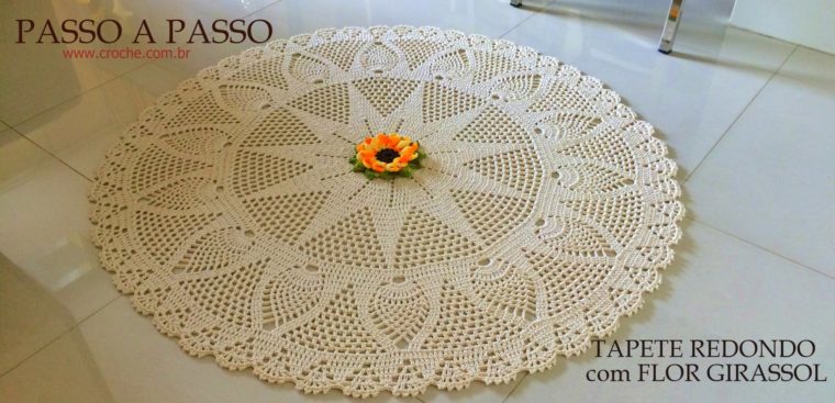 Tapete redondo com flor girassol passo a passo