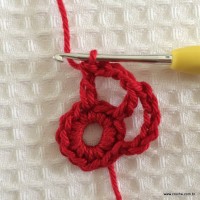 Detalhe das al&ccedil;as formadas com 3 correntinhas