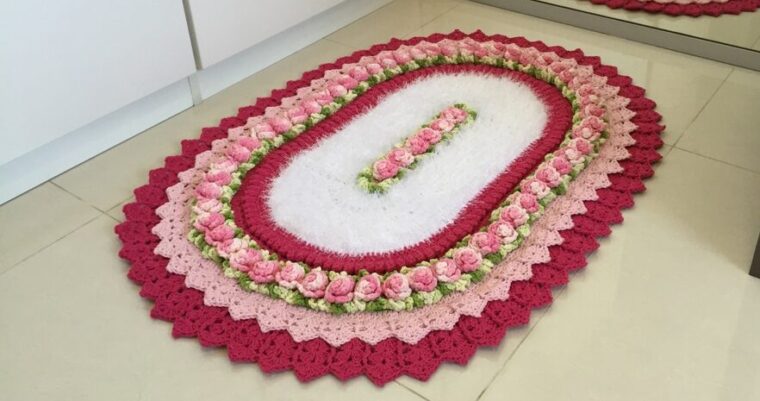 Tapete de crochê brinco de princesa finalizado