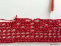 Tapete vermelho em crochê filé (105)