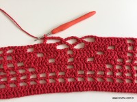 Tapete vermelho em crochê filé (129)