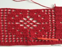 Tapete vermelho em crochê filé (283)