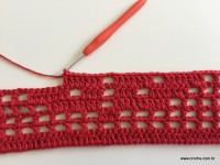 Tapete vermelho em crochê filé (80)