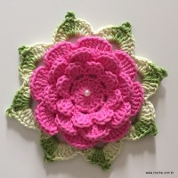 Flor Rosa rasteira passo a passo (121)