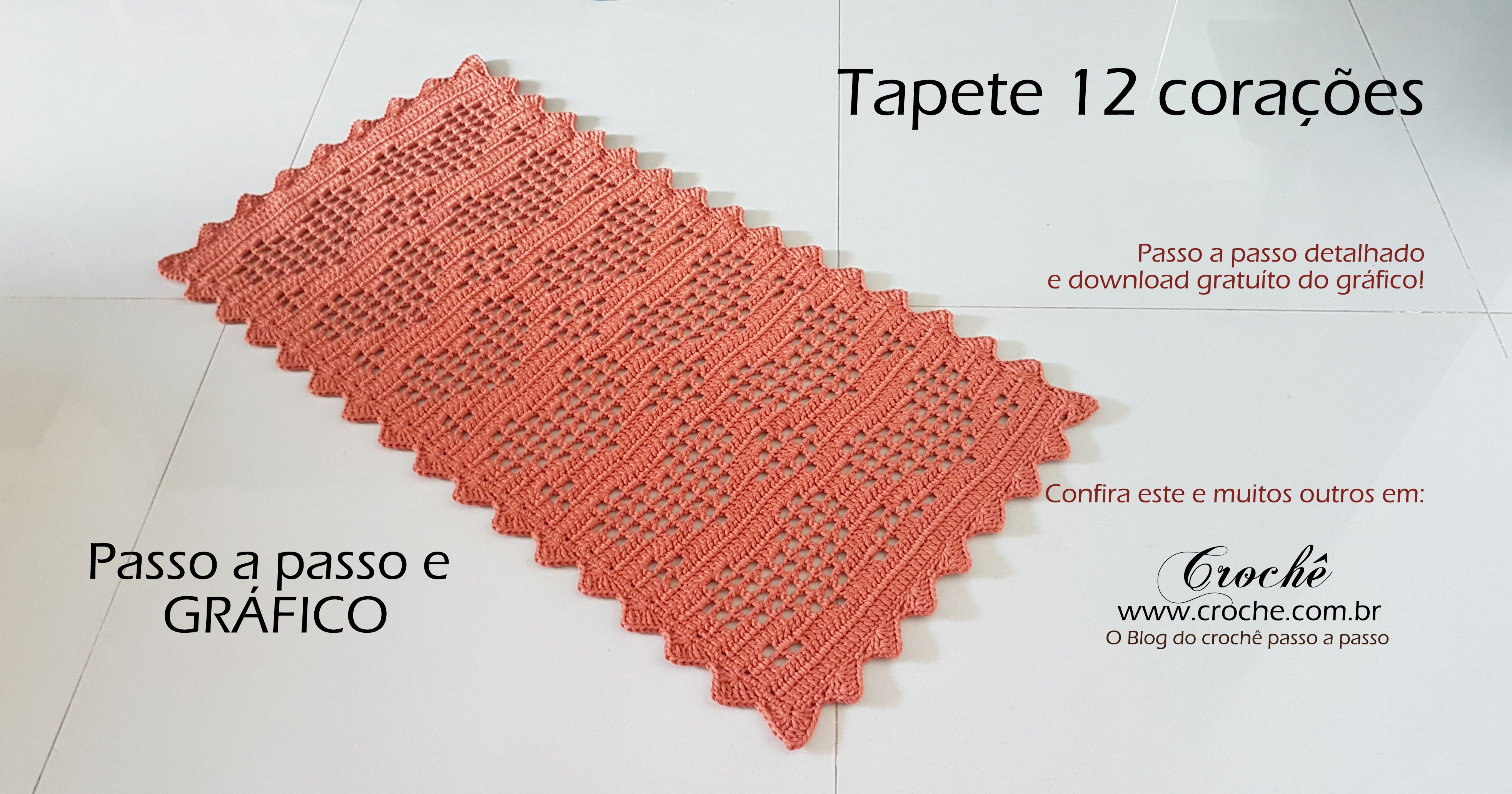 Tapete 12 corações passo a passo e gráfico 2