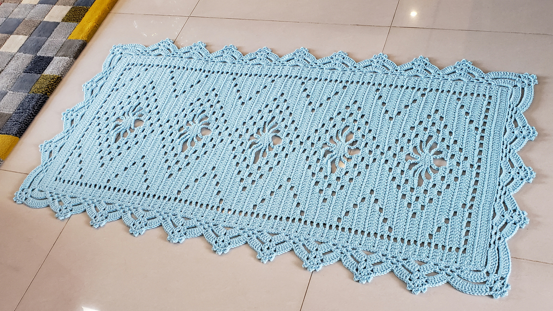 Tapete turquesa de crochê Clearance