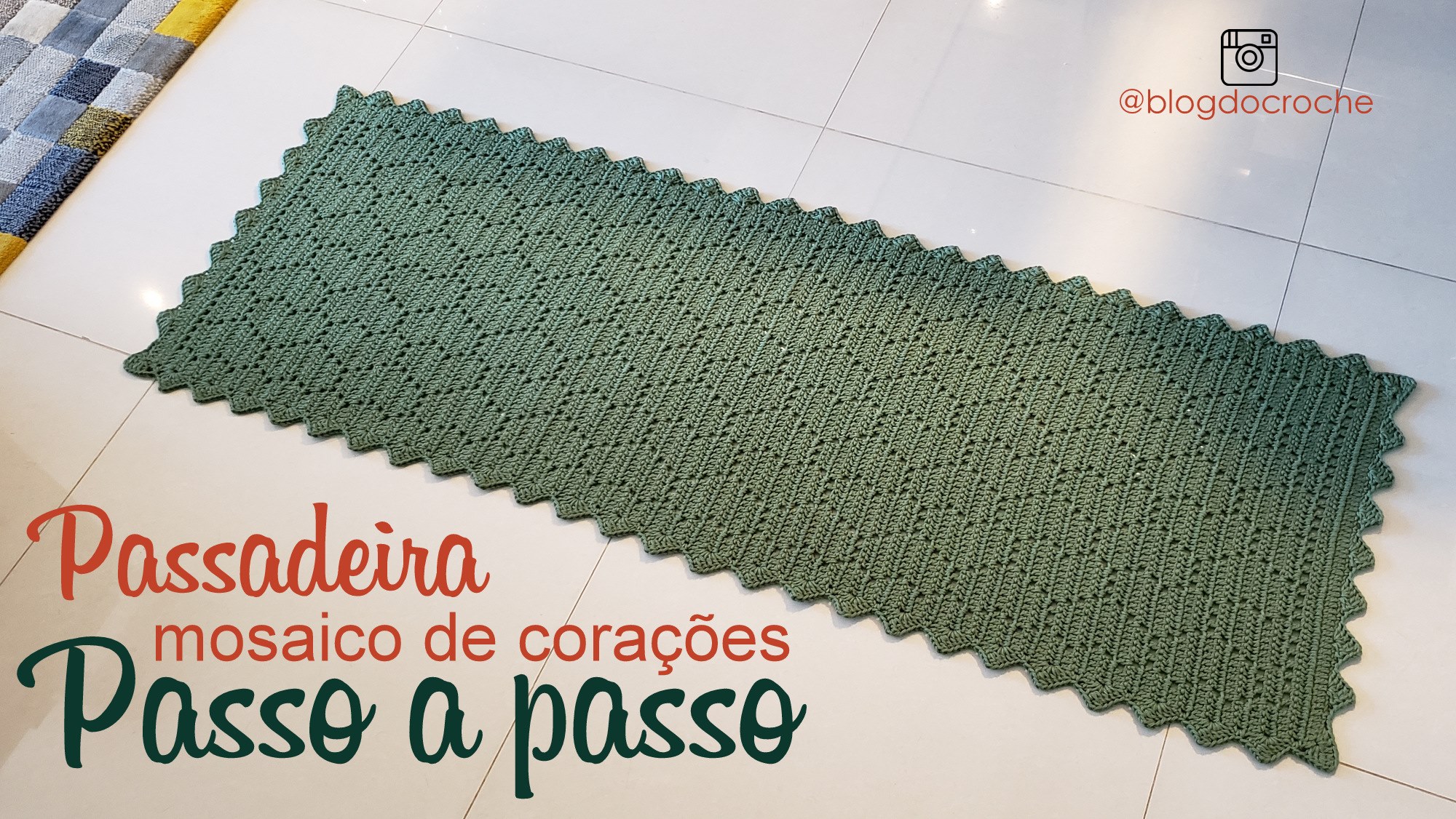 Passadeira Mosaico de corações Youtube